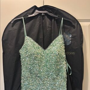 Sparkling Green Spaghetti Strap Dress